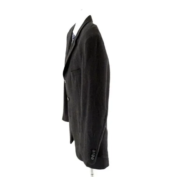 Joseph‎ Abboud Soft Tweed Wool Blue Black Tan Check 3 Button Sport Coat 44R